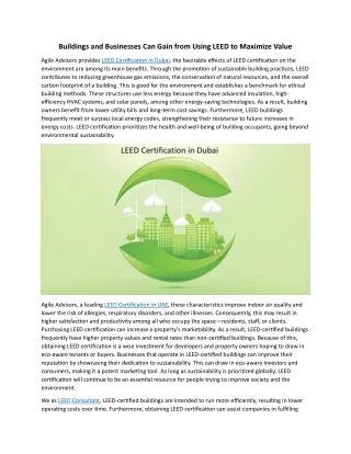 Buildings and Businesses Can Gain from Using LEED to Maximize Value