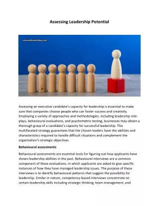 Assessing Leadership Potential