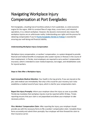 Navigating Workplace Injury Compensation at Port Everglades