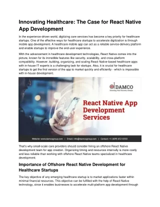 Modernize Healthcare Services with React Native Development