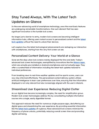 Stay Tuned Always, With The Latest Tech Updates on Glance