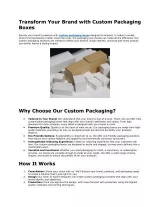 Custom Packaging Boxes