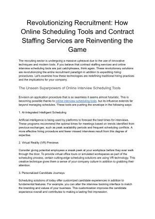 Revolutionizing Recruitment_ How Online Scheduling Tools and Contract Staffing Services are Reinventing the Game