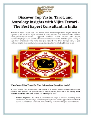 India’s Leading Vastu Expert, Astrologer, and Tarot Card Reader