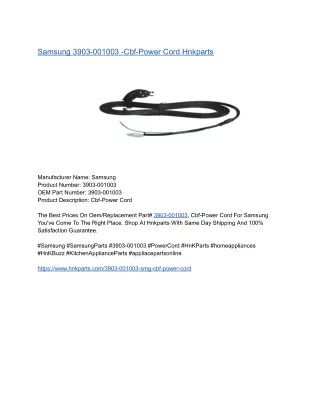 Samsung 3903-001003 -Cbf-Power Cord Hnkparts