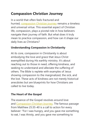 Compassion Christian Journey