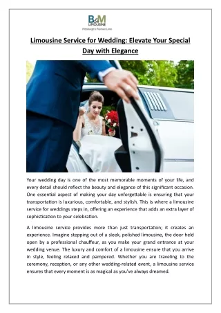 Limousine Service for Wedding: Elevate Your Special Day with Elegance