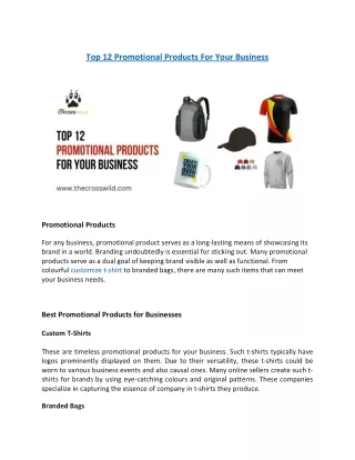 Top 12 Promotional Products For Your Business