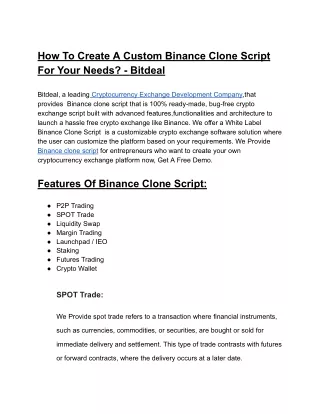 How To Create A Custom Binance Clone Script For Your Needs