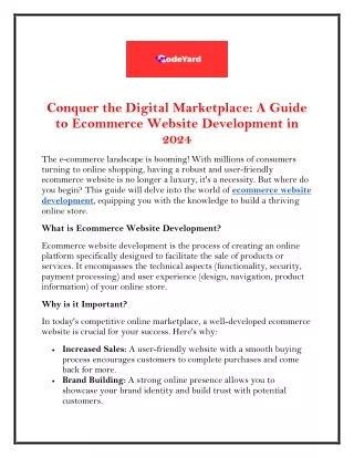 Conquer the Digital Marketplace: A Guide to Ecommerce Website Development in 202