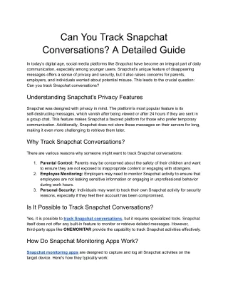 Can You Track Snapchat Conversations A Detailed Guide