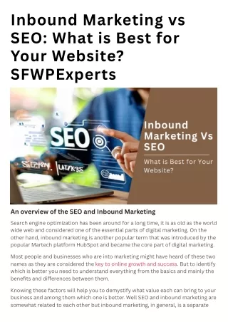 Inbound Marketing vs SEO What is Best for Your Website