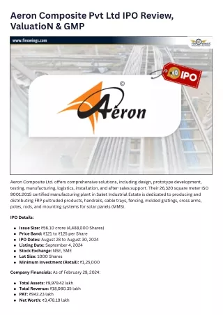 Aeron Composite Pvt Ltd IPO Review, Valuation, Date & GMP