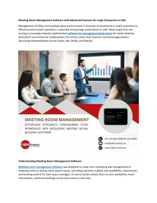 Meeting Room Management Software with Advanced Features for Large Enterprises in UAE