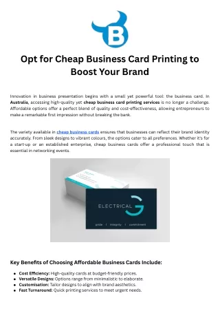 Opt for Cheap Business Card Printing to Boost Your Brand