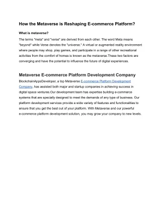 How the Metaverse is Reshaping E-commerce Platform