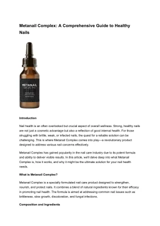 Metanail Complex: A Comprehensive Guide to Healthy Nails