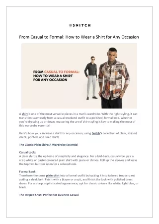 From Casual to Formal - How to Wear a Shirt for Any Occasion