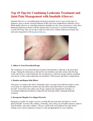 Top 10 Tips for Combining Leukemia Treatment and Joint Pain Management with Imatinib
