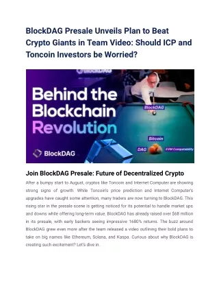 BlockDAG Presale Unveils Plan to Beat Crypto Giants in Team Video_ Should ICP and Toncoin Investors be Worried