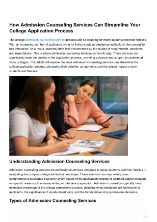 How Admission Counseling Services Can Streamline Your College Application Process