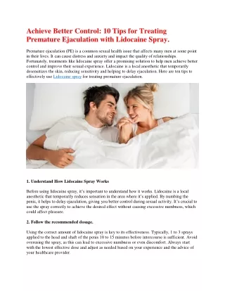 Achieve Better Control lidocaine sparay.