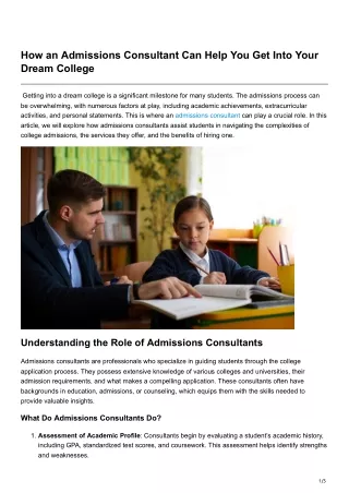 How an Admissions Consultant Can Help You Get Into Your Dream College