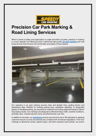 Precision Car Park Marking & Road Lining Services