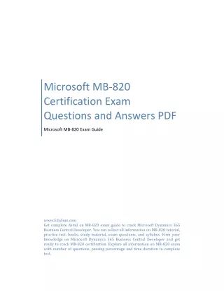 Microsoft MB-820 Certification Exam Questions and Answers PDF