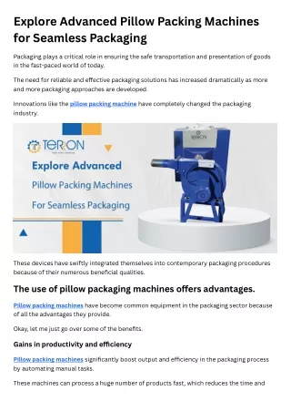 Explore Advanced Pillow Packing Machines for Seamless Packaging