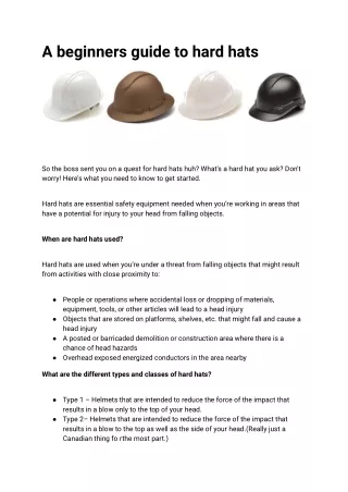 A beginners guide to hard hats