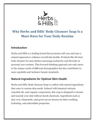 Why Herbs and Hills’ Body Cleanser Soap Is a Must-Have for Your Daily Routine