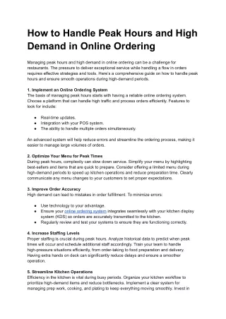 How to Handle Peak Hours and High Demand in Online Ordering