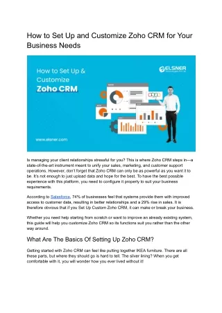 Set Up and Customize Zoho CRM for Your Business