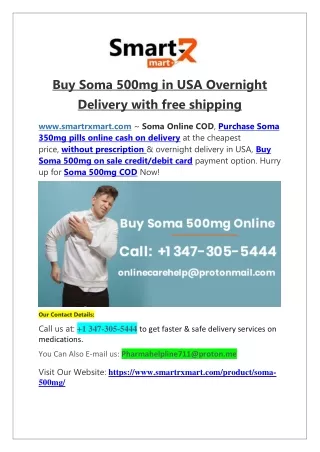Buy Soma 500mg in USA Overnight Delivery with free shipping