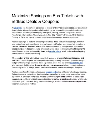 redBus Coupons, Deals & Offers: Get 10% Off Your Train Ticket Bookings