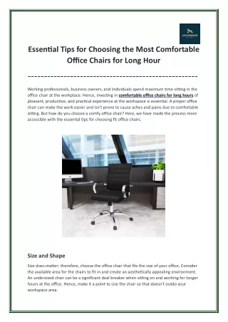 Tips for Choosing Most Comfortable Office Chairs