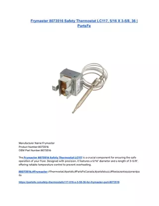 Frymaster 8073516 Safety Thermostat LC117, 5_16 X 3-5_8, 36 _ PartsFe