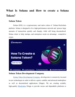 What Is Solana and How to create a Solana Token?