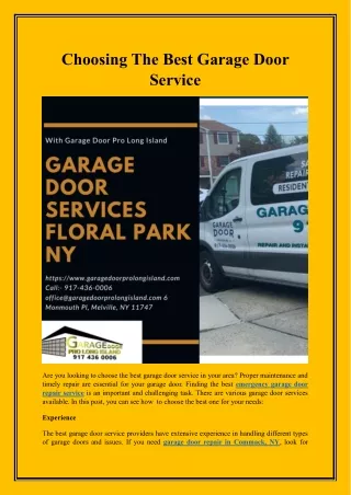 Choosing The Best Garage Door Service