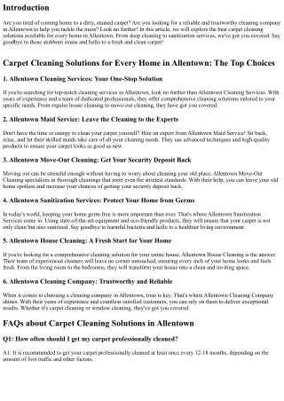 Carpet Cleaning Solutions for Every Home in Allentown