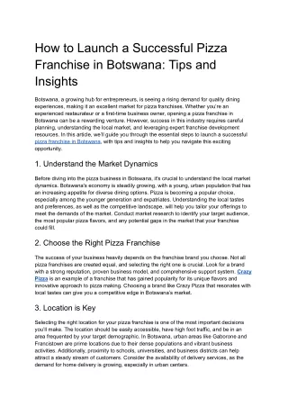 How to Launch a Successful Pizza Franchise in Botswana_ Tips and Insights