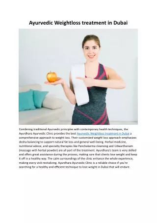 Ayurvedic Weightloss treatment in Dubai
