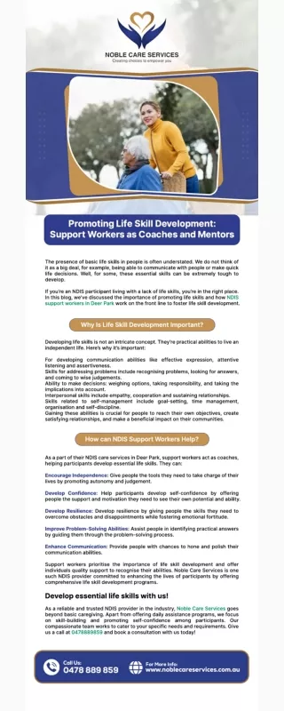 Promoting Life Skill Development Support Workers as Coaches and Mentors