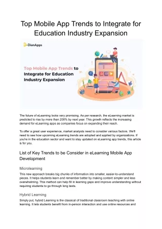 Top Mobile App Trends to Integrate for Education Industry Expansion