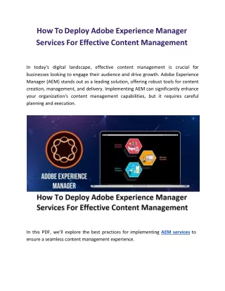 How To Deploy Adobe Experience Manager Services For Effective Content Management