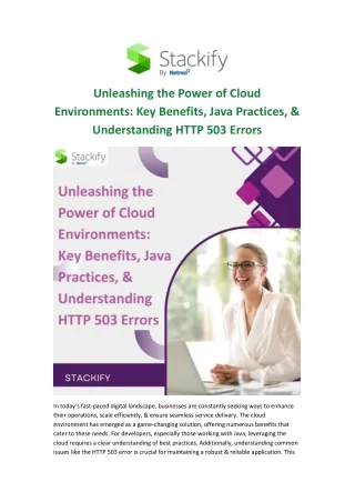 Unleashing the Power of Cloud Environments_ Key Benefits, Java Practices, and Understanding HTTP 503 Errors