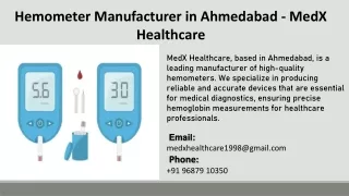 Hemometer Manufacturer in Ahmedabad - MedX Healthcare