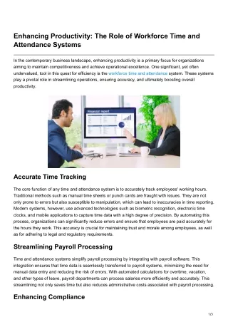 Enhancing Productivity The Role of Workforce Time and Attendance Systems