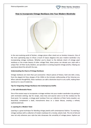 How to Incorporate Vintage Necklaces into Your Modern Wardrobe